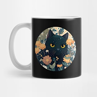 Floral Cat Botanical Plant Flower Cat Lover Mug